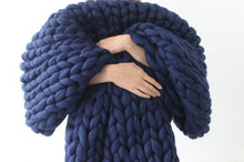 Load image into Gallery viewer, 2019 Nordic coarse wool hand-woven blanket  knitted    sofa cover  thick  Christmas gift