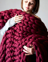 Load image into Gallery viewer, 2019 Nordic coarse wool hand-woven blanket  knitted    sofa cover  thick  Christmas gift
