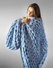 Load image into Gallery viewer, 2019 Nordic coarse wool hand-woven blanket  knitted    sofa cover  thick  Christmas gift