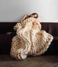 Load image into Gallery viewer, 2019 Nordic coarse wool hand-woven blanket  knitted    sofa cover  thick  Christmas gift