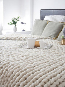 2019 Nordic coarse wool hand-woven blanket  knitted    sofa cover  thick  Christmas gift