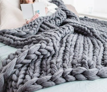 Load image into Gallery viewer, 2019 Nordic coarse wool hand-woven blanket  knitted    sofa cover  thick  Christmas gift