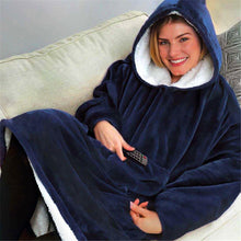 Load image into Gallery viewer, Winter Hooded Pocket Blankets Keep Hands Free Warm Hoodie Slant Robe Bathrobe Sweatshirt Pullover Fleece TV Blanket With Sleeves